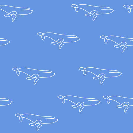 Whale animal pattern seamless. Vector illustration. Blue background.のイラスト素材