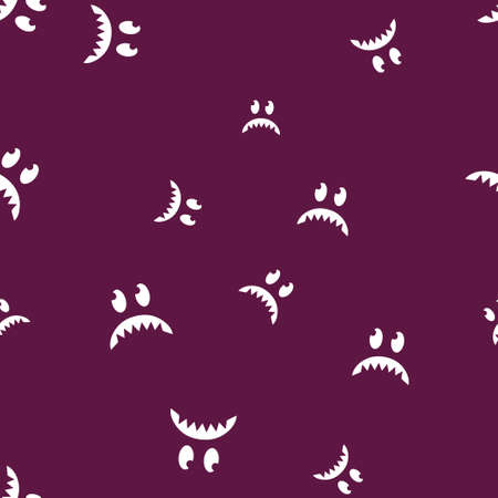 Sad face Halloween seamless pattern. Vector illustration. Purple background. All Saints Eve.のイラスト素材