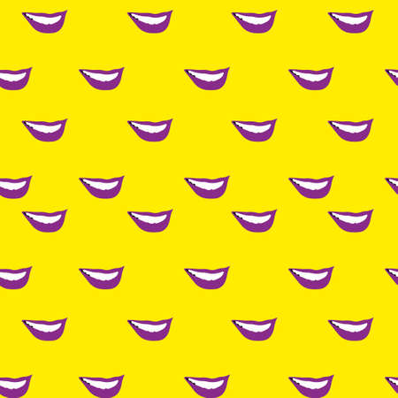 Purple lips yellow background. Bright vector illustration.のイラスト素材