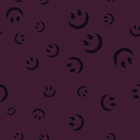 Smile face Halloween seamless pattern. Vector illustration. Purple background. All Saints Eve.のイラスト素材