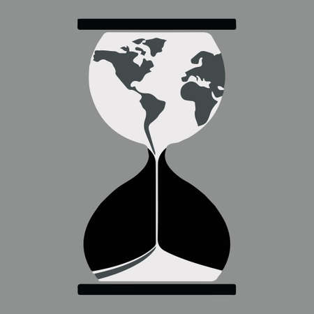Planet Earth flowing through hourglass. Vector illustartion. Ecological problems.