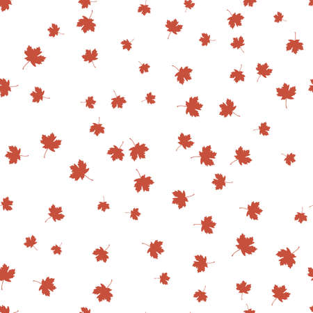 Maple leaf red seamless pattern. Vector illustration. Isolated white background.のイラスト素材