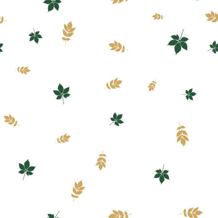 Ash and chestnut leaves pattern seamless. Vector illustration. Isolated white background.のイラスト素材