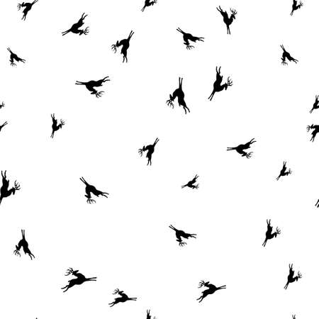 Silhouettes of deer seamless pattern. Isolated on a white background. Vector illustration.のイラスト素材