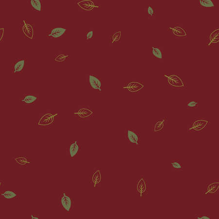 Green leaves pattern seamless.  illustration. Red background.の写真素材