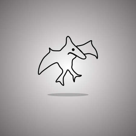 Dinosaur pterodactyl on a gray background with a gradient. Vector illustration.のイラスト素材
