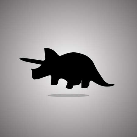 Silhouette of a triceratops on a gray background with a gradient. Vector illustration.のイラスト素材