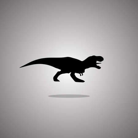 Silhouette of a tyrannosaur on a gray background with a gradient. Vector illustration.のイラスト素材