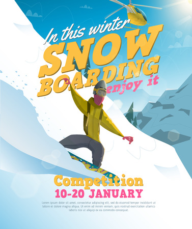 Snowboarder in actionのイラスト素材