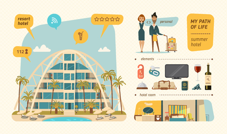 Hotel building in summer time.のイラスト素材