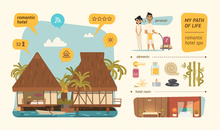 Hotel building in summer time.のイラスト素材