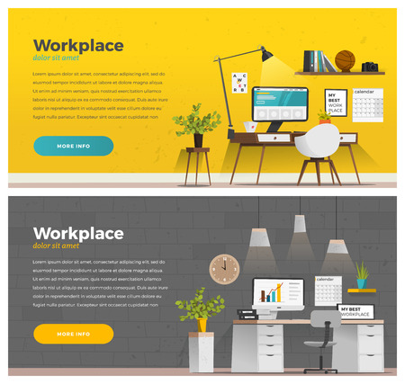 Two banner for web design. Office theme. EPS 10のイラスト素材