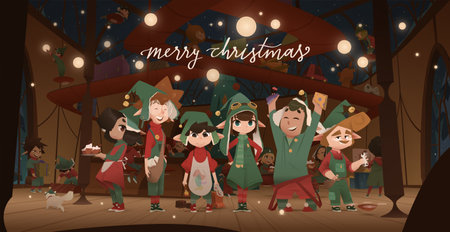 Elf's Gifts Factory on the North Fieldのイラスト素材