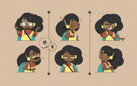 Cute Cartoon School Girlのイラスト素材