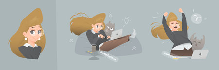 Vector cartoon illustration of a business lady