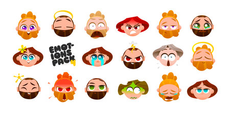 Character Heads with Expressive Emotionsのイラスト素材