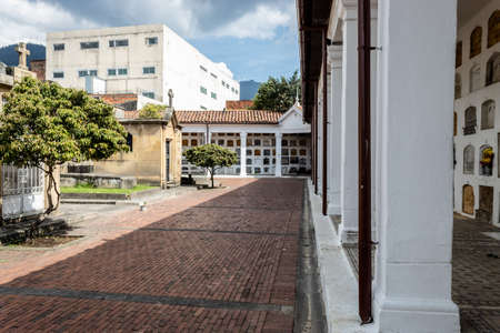 Ancient Columbariums and NN corner of Central Cemetery located in downton bogota city. This Cemetery was builted in 1836 and is a National Monument of Colombiaのeditorial素材