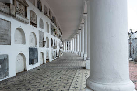 Ancient Columbariums in oval form of Central Cemetery located in downton bogota city. This Cemetery was builted in 1836 and is a National Monument of Colombiaのeditorial素材