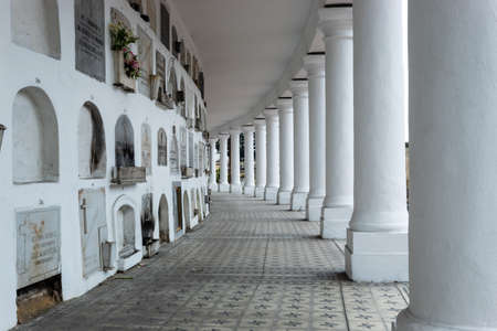 Ancient Columbariums in oval form of Central Cemetery located in downton bogota city. This Cemetery was builted in 1836 and is a National Monument of Colombiaのeditorial素材