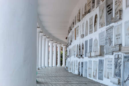 Ancient Columbariums in oval form of Central Cemetery located in downton bogota city. This Cemetery was builted in 1836 and is a National Monument of Colombiaのeditorial素材