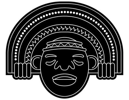 Prehispanic mask based on native Colombian indian art, vector Illustrationのイラスト素材