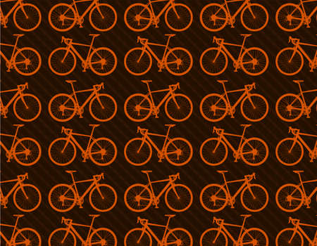 Route Bicycle vector set collage with Warm orange and brown colors and bike chain pattern at backgroundのイラスト素材