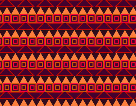 Multicolor native american linear and geometric pattern over a dark violet background. Art based in indigenous designs and conceptのイラスト素材