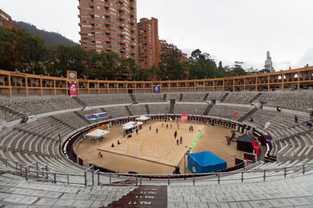 hand ball game inside Santa Mara bull ring during summer festivalのeditorial素材