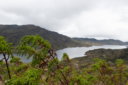Chingaza national natural park near to bogota city landscape with chuza lakeのeditorial素材