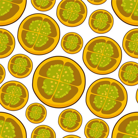 Modern sliced Lulo fruit or "naranjilla" in spanish seamless patternのイラスト素材