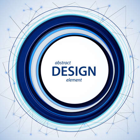 Abstract background, blue design element with  connection structure, round design, circle template. Design element for business presentations, flyers, banners. Vector.のイラスト素材