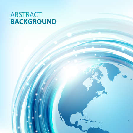 Blue abstract vector background with Earth. Round eco design. Abstract background for business presentations. Vector.のイラスト素材