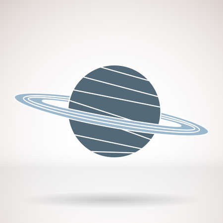 Vector icon for business presentations, interface, logo. Modern flat design. The planet with the rings, Saturn.のイラスト素材