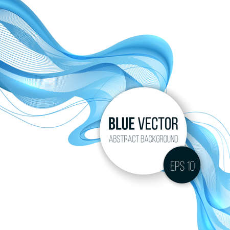 Blue wavy lines, fabric folds. Abstract background for business presentationsround template with empty space for your text. Vector.のイラスト素材