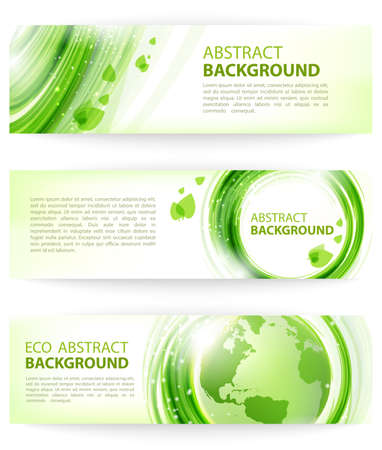 Set of green abstract banners with Earth, eco design. Abstract background for business presentations, cards, banners.のイラスト素材