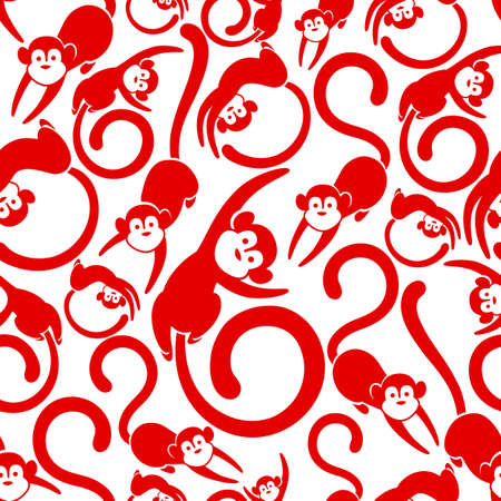 Seamless pattern of funny red monkeys.Symbol of chinese new year.のイラスト素材