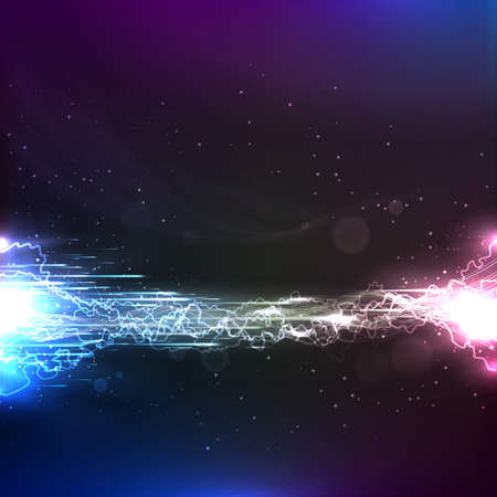 Electric energy space background. High voltage, powerful current energy abstract background.のイラスト素材