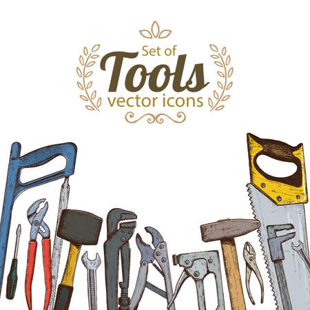 Set of repair tools icons. stock illustration.のイラスト素材
