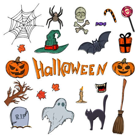 Set of Halloween icons. stock illustration.のイラスト素材