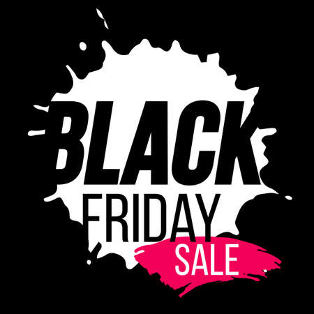Black Friday sale banner with paint splash. Vector stock illustration.のイラスト素材