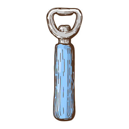 Bottle-opener on white background, colorful sketch. Vectorのイラスト素材