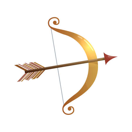 Colorful cartoon illustration of Cupid bow and arrow, symbol of love and Valentine's Day. Vector.