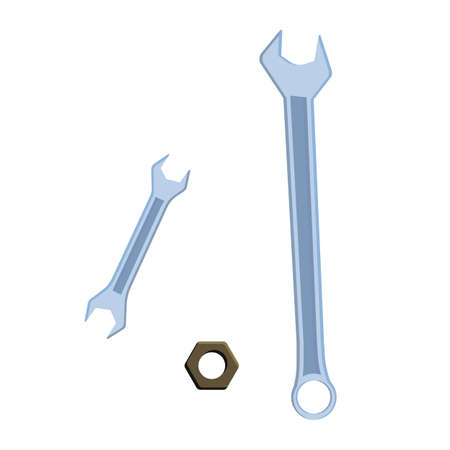Wrench and screw-nut tool, colorful flat illustration. Vector.のイラスト素材