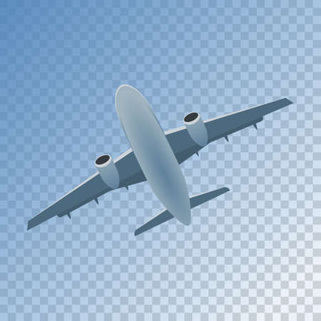 Plane flies high side view, realistic aircraft on a transparent background. Vectorのイラスト素材