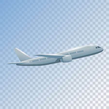 Plane flies high side view, realistic aircraft on a transparent background. Vectorのイラスト素材