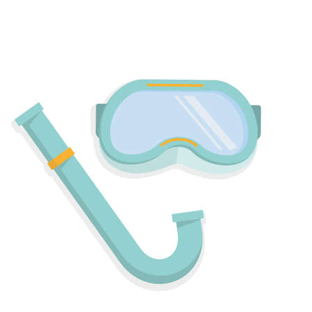 Scuba mask and snorkel for diving, colorful flat illustration of plumbing tool. Vectorのイラスト素材