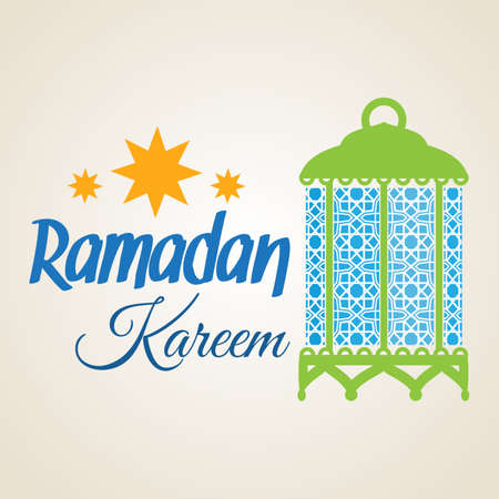 Ramadan Kareem greeting card with Islamic lantern lamp. Illustration for muslim holy month Ramadan. Vectorのイラスト素材