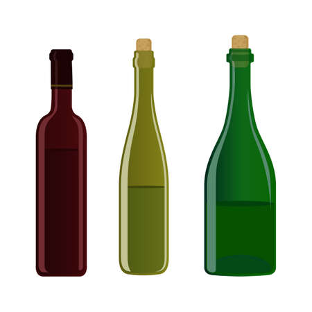 Set of colorful wine bottles icons Vectorのイラスト素材