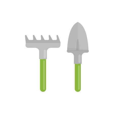 Garden scoop and rake, colorful illustration Vectorのイラスト素材
