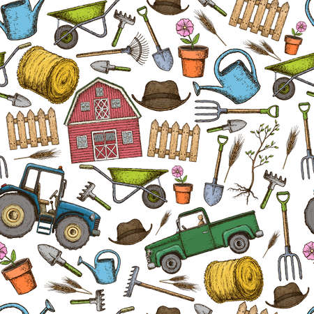Seamless background of farmingのイラスト素材